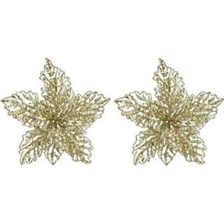 👉 Kerstversiering goud 5x Kerstversieringen Glitter Kerstster Op Clip 23 X 10 Cm - Kersthangers 8720276795210