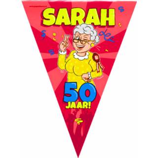 👉 Vlaggenlijn 50 jaar Sarah versiering/decoratie 10 meter