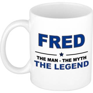 👉 Beker keramiek active mannen Fred The man, myth legend verjaardagscadeau mok / 300 ml