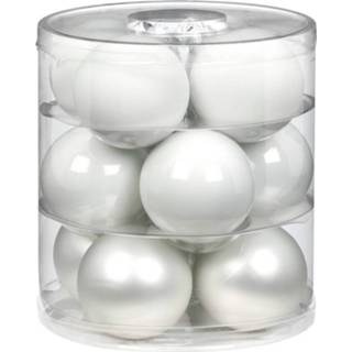 👉 Kerstbal wit glans 36x Stuks Glazen Kerstballen 8 Cm En Mat - 8720576320020