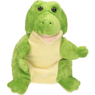 👉 Knuffel handpop active groen alligator/krokodil 30 cm knuffels kopen