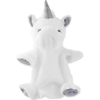 👉 Handpop witte zilveren Witte/zilveren Eenhoorns Handpoppen Knuffels 25 Cm Knuffeldieren - 8720147024135