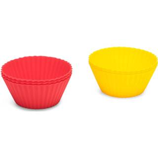 👉 Bakvorm rood geel siliconen Patisse Cupcake 14 X 4 Cm Rood/geel 6-delig 8712187104670