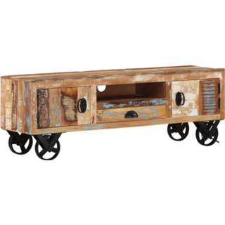 👉 Hout Vidaxl Tv-meubel Met Wieltjes 110x30x37 Cm Massief Gerecycled 8720286542873