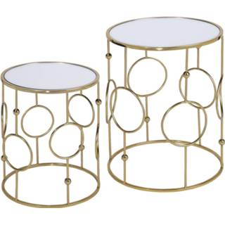 👉 Bijzettafel goud Womo-design Bijzettafels Set Van 2 Glanzend Met Spiegelglazen Blad 4064649020450