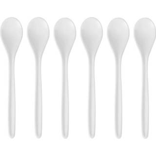 👉 Theelepel witte kunststof 6x Eierlepeltjes 13 Cm - Theelepels 8720276362498