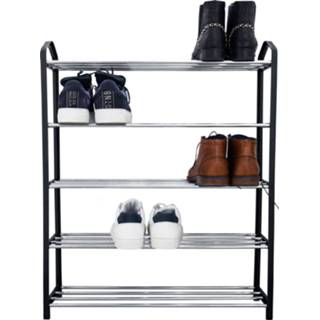 👉 Schoenenrek zwarte metaal Quvio Met Zijkant - 5 Laags 8719688027583