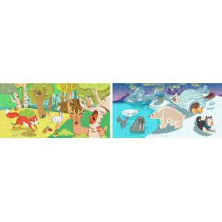 👉 Puzzel houten One Size meerkleurig Bajo dubbelzijdige Bos & Ijspool - 10 stukjes 5906554299158