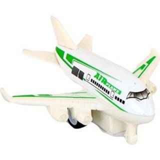 Vliegtuig wit groen staal Jonotoys 10 Cm Die-cast Wit/groen 8719817703890