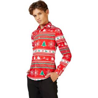 👉 Opposuits Overhemd Winter Wonderland Teen Polyester Rood