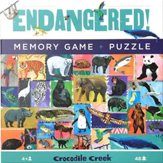 👉 One Size meerkleurig Crocodile Creek 48 pcs Puzzle & Memory Game/Endangered 732396775308