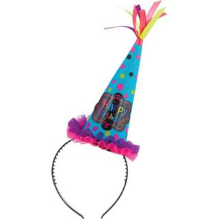 👉 Feesthoed kunststof Amscan Mini Feesthoedje Met Haarband Happy Birthday 809801774987