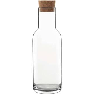 👉 Karaf One Size transparant Glazen karaf/schenkkan met kurken dop van 1 liter 6x stuks drinkglazen/waterglazen 280 ml 8720576421536