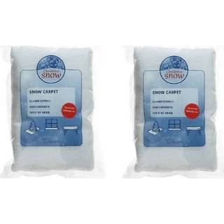 👉 Wit polyester 2x Sneeuw achtergrond sneeuwdeken 200 x 50 cm