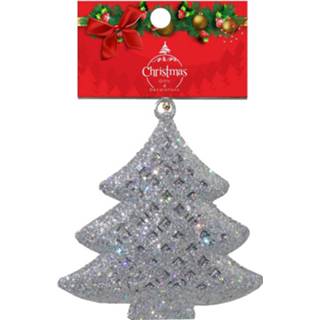 👉 Kerstboom staal zilver Stop & Look Kersthanger 12 X 8 Cm Staal/glitter 8720585211685