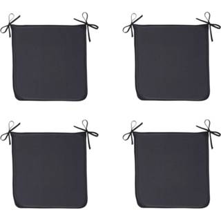 👉 Zitkussen Today Set 4x Stoelkussens Geschikt Voor Tuin - Houtskool Stoelkussen 40x40 Cm Zitkussens Met Lint 4 Kussens 3574641069971