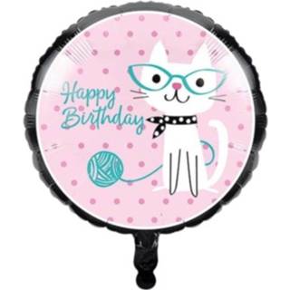 Folie roze Witbaard Ballon Happy Birthday Purr-fect Party 46 Cm 39938474898