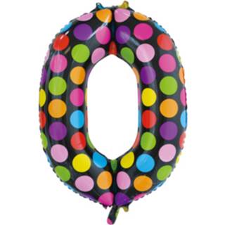 👉 Folieballon zwart Globos Cijfer 0 Stippen 86 Cm 5712735006978