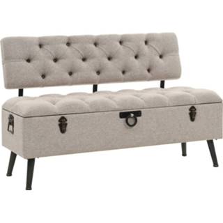 👉 Opbergbankje stof Vidaxl Opbergbank Met Rugleuning 110 Cm Crèmekleurig 8720286666135
