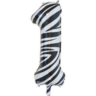 👉 Folieballon zwart wit Globos Cijfer 1 Zebra 86 Cm Zwart/wit 5712735006985