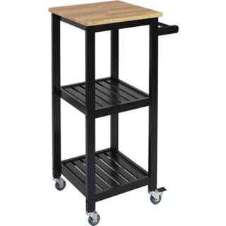 👉 Keukentrolley zwart 4goodz Met 2 Planken Op Wielen 37x45x85 Cm - 6013919558597