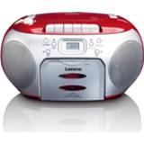 👉 Draagbare radio rood Portable Fm Cd - Cassettespeler Lenco Scd-420rd Rood-zilver 8711902035091