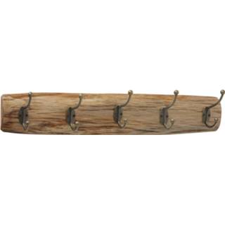 👉 Kapstok bruin eikenhout metalen 4goodz Van Met 5 Haken 10x55x10 Cm - 6013920618662