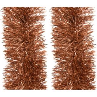 👉 Kerstboom bruin 2x Stuks Slingers/lametta Guirlandes Terra 270 X 10 Cm - Kerstslingers 8720576311318