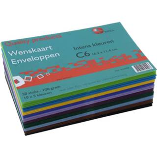 👉 Wenskaart Benza Enveloppen Assorti Intense Kleuren - 16,2 X 11, 4 Cm = C6 100 Stuks 2200111003404