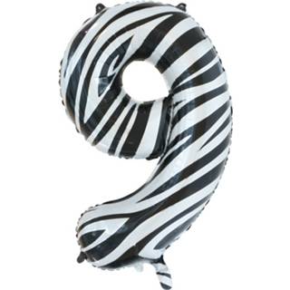 👉 Folieballon zwart wit Globos Cijfer 9 Zebra 86 Cm Zwart/wit 5712735007067