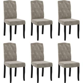 👉 Eetkamerstoel grijs fluweel Vidaxl Eetkamerstoelen 6 St Lichtgrijs 8720286639160