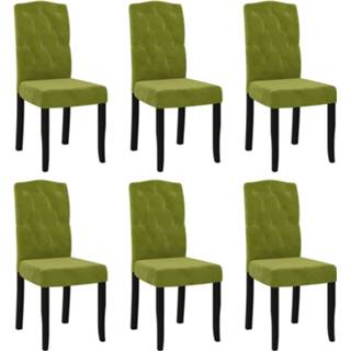 👉 Eetkamerstoel groen fluweel Vidaxl Eetkamerstoelen 6 St Lichtgroen 8720286639191