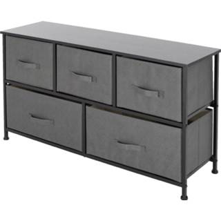 👉 Opbergbox grijs stof MDF Ml-design In Met 5 Laden, Grijs, 100x30x54.5 Cm, Gemaakt Van 4064649030985