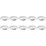 👉 Armatuur wit aluminium Spot 10 Pack - Pragmi Luno Pro Gu10 Fitting Waterdicht Ip65 Inbouw Rond Mat Ø82mm 6013947337331
