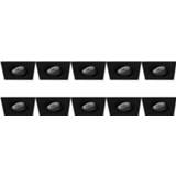 👉 Armatuur zwart aluminium Spot 10 Pack - Pragmi Borny Pro Gu10 Fitting Inbouw Vierkant Mat Kantelbaar 92mm 6013927376381