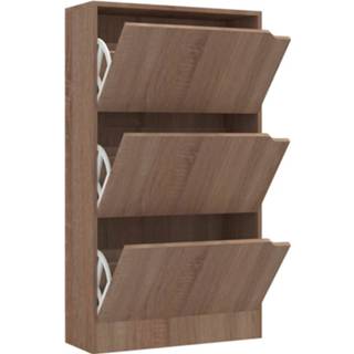 👉 Schoenenkast eiken Vidaxl Met 3 Deuren 59x24x105 Cm Spaanplaat Sonoma 8720286669648