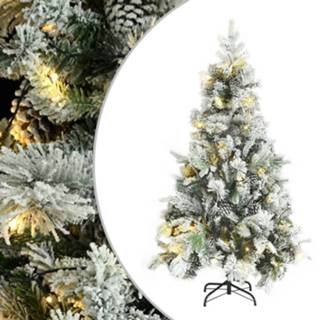 👉 Kerstboom PVC PE Vidaxl Met Led's, Dennenappels En Sneeuw 195 Cm 8720286767252