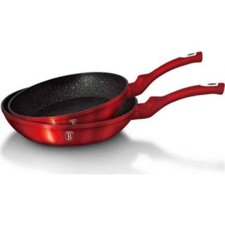 👉 Koekenpan rood Berlinger Haus 1612 - Set Van 2 Granietpannen Metallic Burgundy Line 22 En 26 Cm 5999056781450