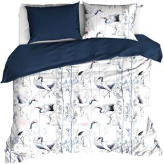 👉 Dekbedovertrek witte blauw katoen satijn De Lietaer Mont Blanc Majolica Blue - Lits Jumeaux 240 X 220 Cm 5410156612425