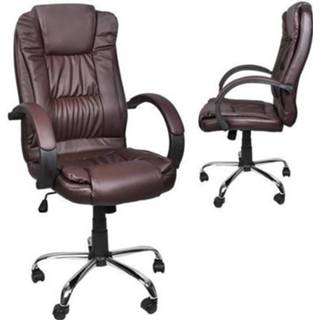👉 Bureaustoel bruin zwart chroom Malatec Kantelbaar - Rubberen Wielen / 8985 5900779934252