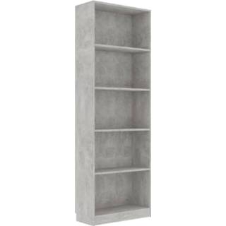 👉 Boekenkast One Size grijs met 5 schappen 60x24x175 cm spaanplaat betongrijs 8719883869339