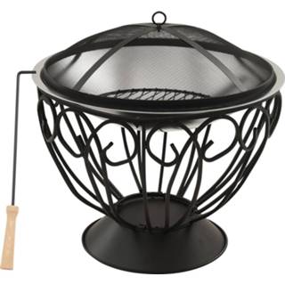 👉 RVS One Size zilver Vuurplaats en barbecue 2-in-1 met pook 59x59x60 cm 8720286114810