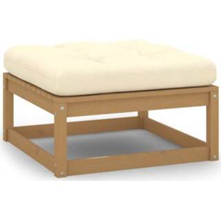 VidaXL tuinvoetenbank + kussen massief grenenhout honingbruin bruin Grenenhout bruin VidaXL tuinvoetenbank + kussen massief honingbruin 8720286355466