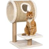 👉 Krabpaal beige One Size Kattenmeubel met tunnel en 69 cm zeegras 8720286062418