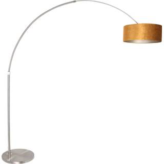 👉 Vloerlamp goud gouden Geborsteld Staal binnen Steinhauer Sparkled Light met kap 50 cm 8712746145960