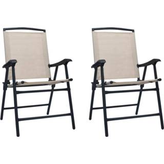 👉 Terras stoel crème One Size Tuinstoelen inklapbaar 2 st textileen crme 8719883760131