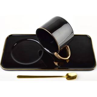👉 Schotel zwart porselein goud Kop & Lepel Glam - / Goud- 200ML 6090454997999