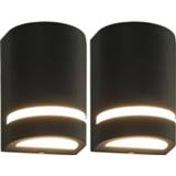 👉 Buitenwandlampen 2 st 35 W halfrond zwart