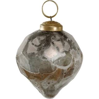 👉 Kerstbal diamant glas goud One Size grijs Nathen H10 x Ø10 cm. Rustiek 8720014481870