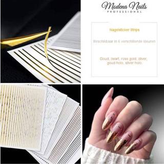 👉 Nagelsticker zwart One Size Modena Nails Strips - 04 8720512577747